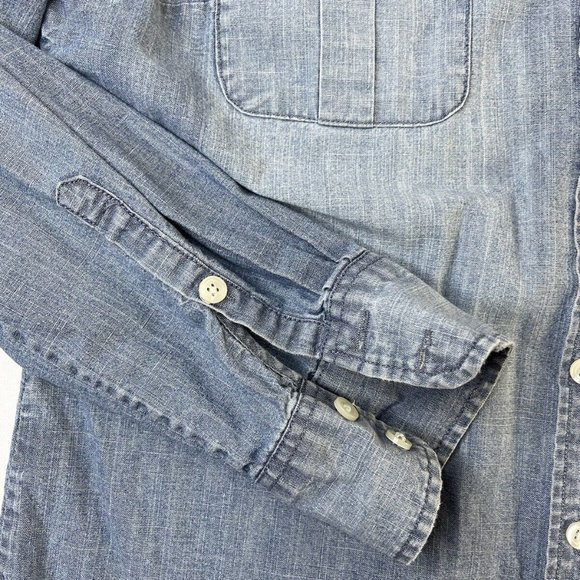 J. Crew Factory Perfect Fit Blue Chambray Long Sleeve Button Down Shirt - Picture 9 of 11